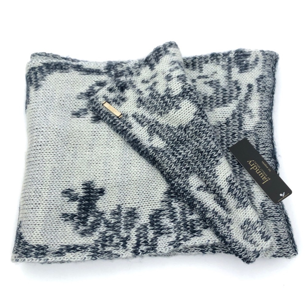 Laundry by Shelli Segal Women's Reversible Long Metallic Crochet Knit Scarf